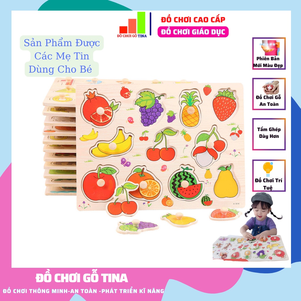 Bảng Ghép Hình Núm Gỗ Đồ Chơi Bằng Gỗ Cho Bé Nhiều Chủ Đề Con Vật Hình Khối Số 1 20 Chữ Cái Tiếng Việt Cho Bé