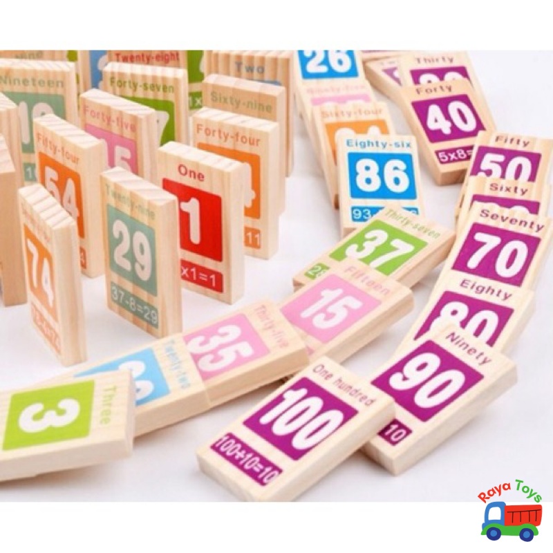 Đồ chơi gỗ thông minh cho bé bộ domino 100 số học toán tiếng anh và xếp hình sáng tạo Montessori, quà tặng sinh nhật