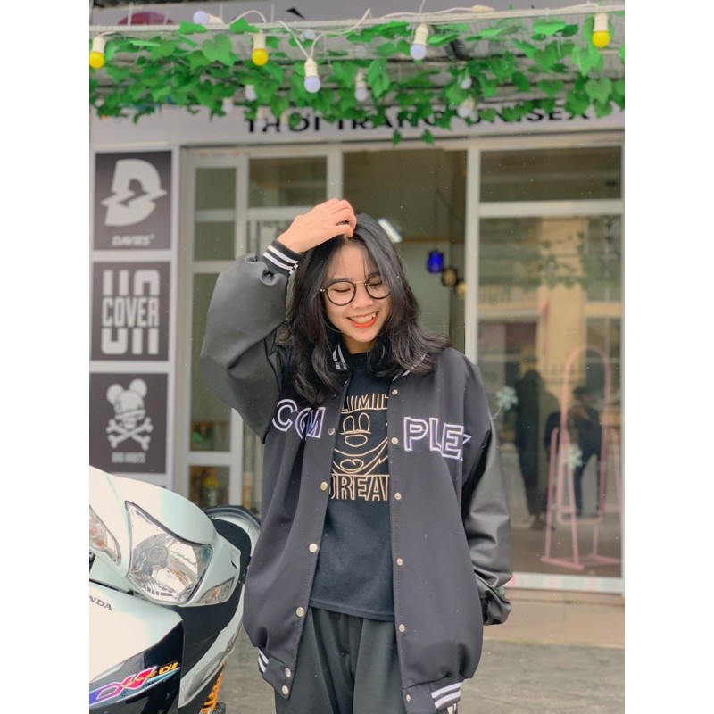 Bomber nỉ tay da có ảnh thật cận chất hàng quảng châu cao cấp | BigBuy360 - bigbuy360.vn