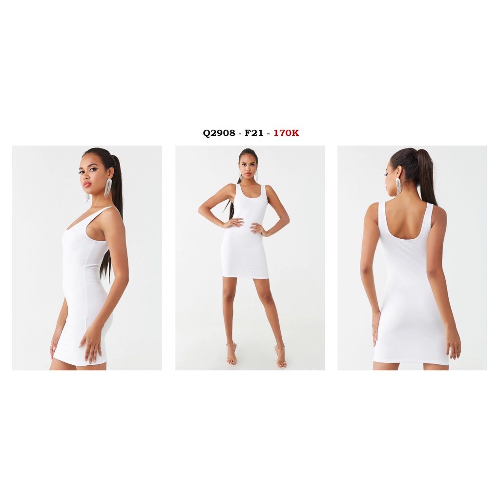 Q2908 - Đầm thun body 3 lỗ F21 phối kim sa