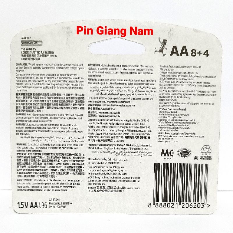 Pin AA Energizer Max Alkaline Hàng Chính Hãng DKSH Việt Nam