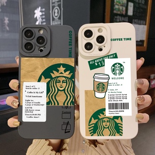 Ốp Điện Thoại Góc Vuông Họa Tiết Starbucks Cho iPhone 14 Plus 13 Pro Max 12 iPhone 11 XR 8 7 SE 2022