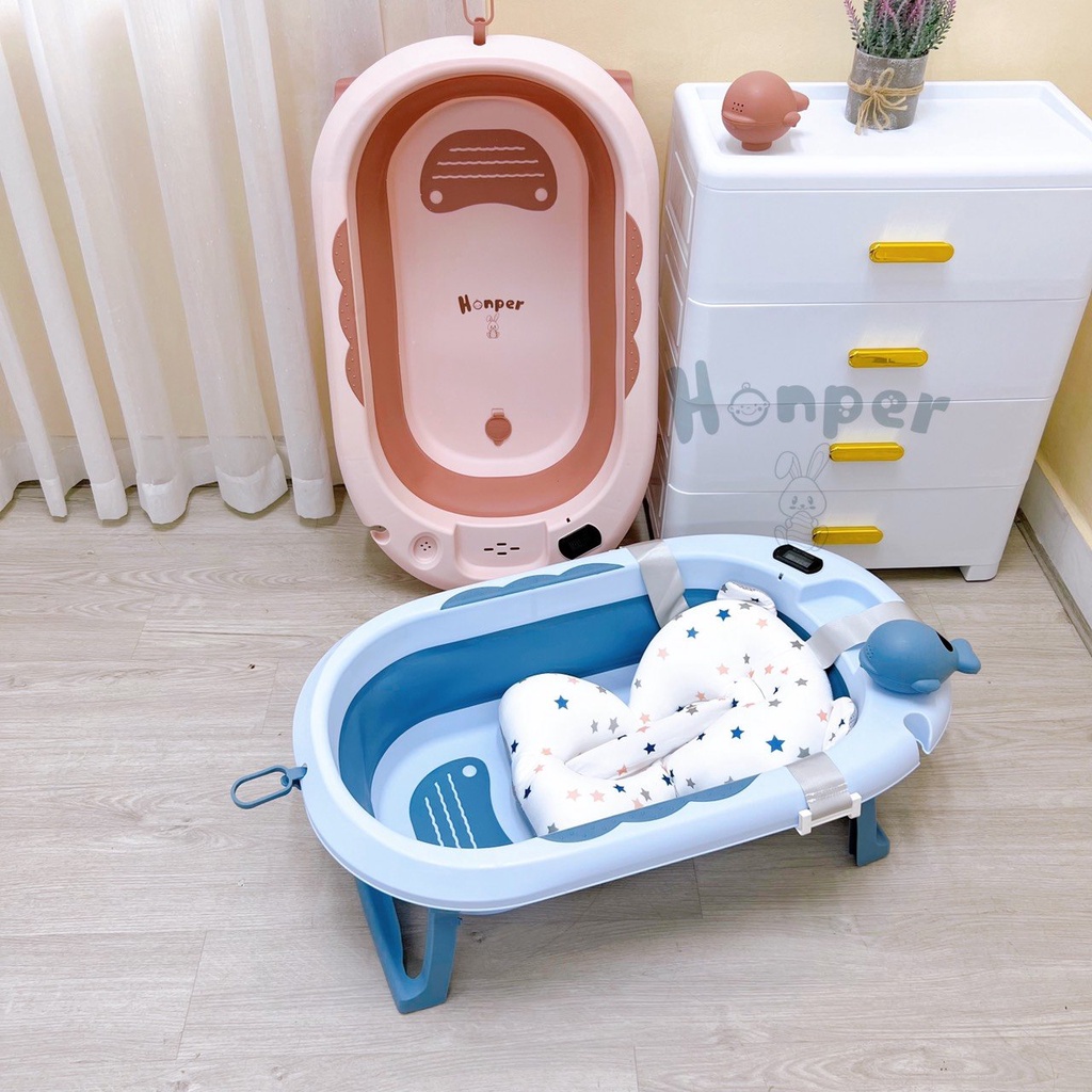 Chậu tắm gấp gọn kèm phao Honper (có nhiệt kế) HP109