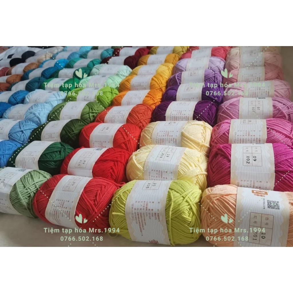 MỚI/ BỘ 73 MÀU [50gram-BabyYarn#2/ 4 sợi] -Len móc sợi baby yarn số 2 - Móc Thú - Phụ Kiện Tóc siêu đẹp