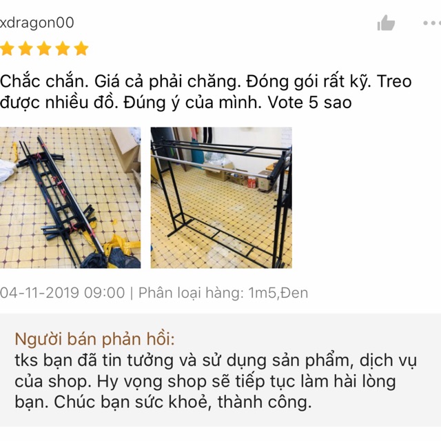 Giá treo đôi, giá treo quần áo, chất liệu sơn tĩnh điện, thép hộp chắc chắn. Dài 1m2 hoặc 1m5, cao 1m4