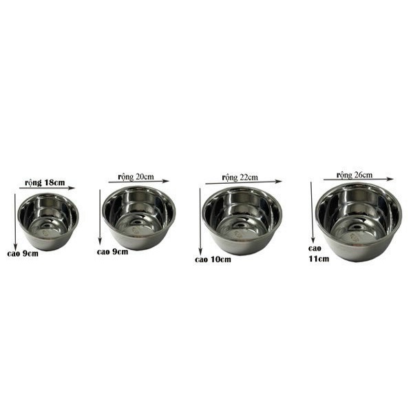 SET 4 THAU INOX - CHẬU INOX 304  Việt Nam hàng cao cấp xuất khẩu