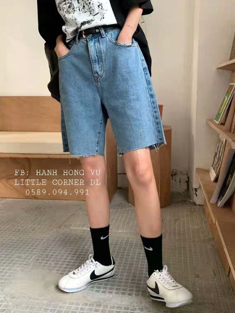 Quần jeans ngố lửng basic trơn lưng cao form ulzzang kèm ảnh thật