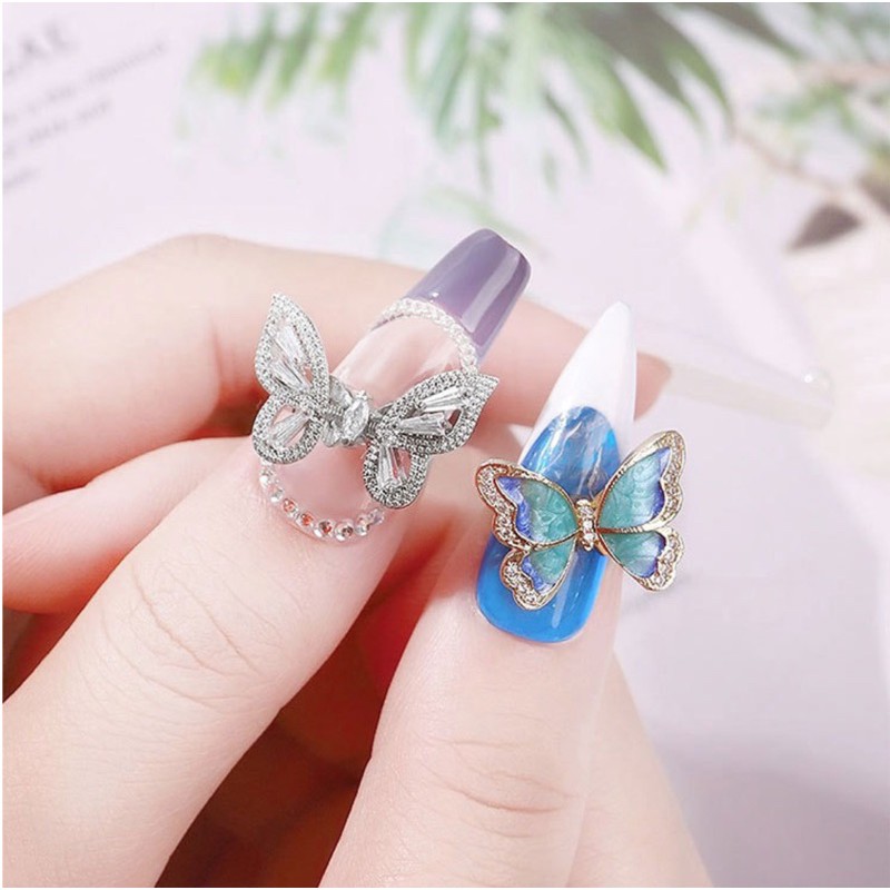 Charm Bướm Cao Cấp so Hot, cánh bướm chuyển động, gắn móng Nail