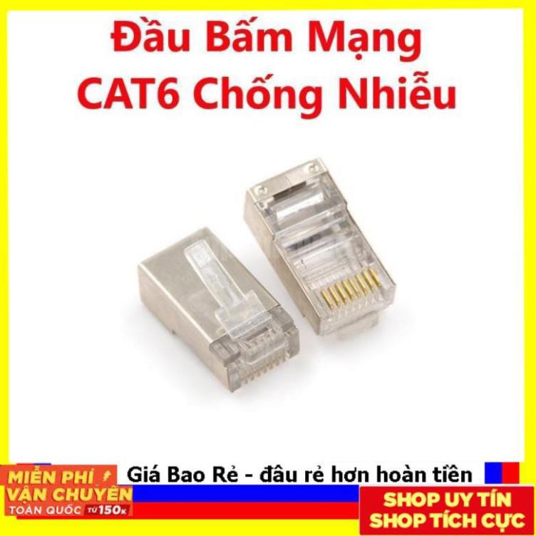 Trợ giá'' Đầu bấm dây cáp mạng RJ45 CAT6 Chống nhiễu (bán lẻ từng hạt)