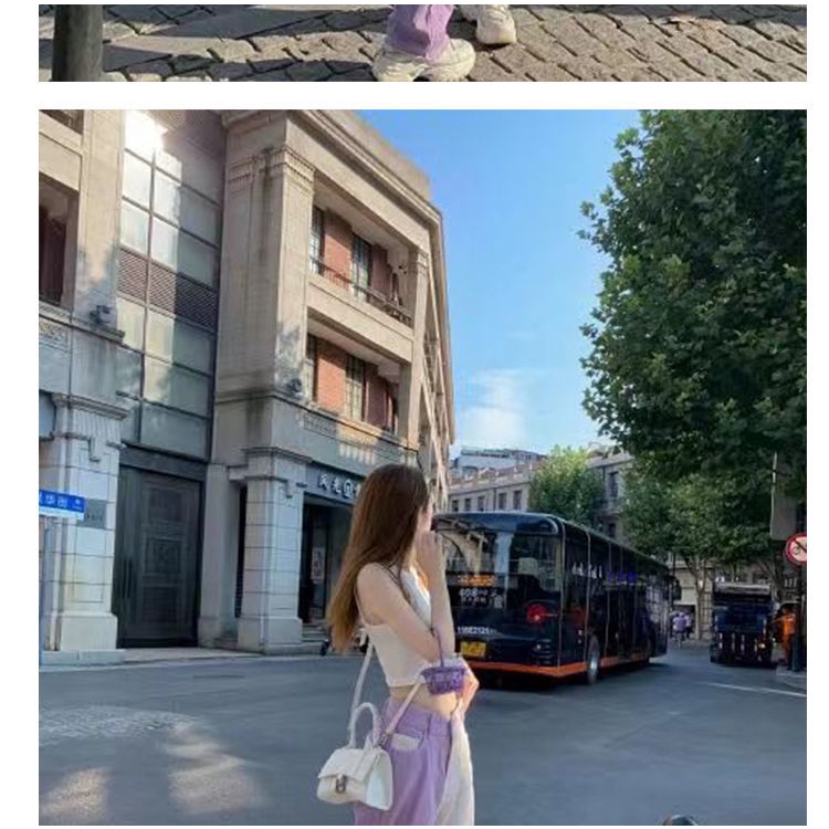 Quần Jean Nữ Màu Tím Phong Cách Hip Hop Đường Phố Mới