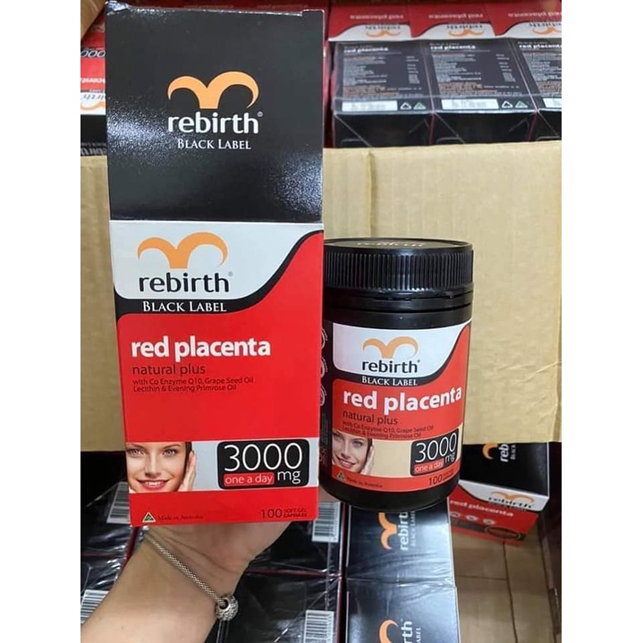 Viên Uống Nhau Thai Cừu Đỏ Rebirth Black Label Red Placenta Natural Plus 3000mg 100 Viên