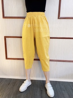 Quần đũi lửng cạp chun dáng rộng