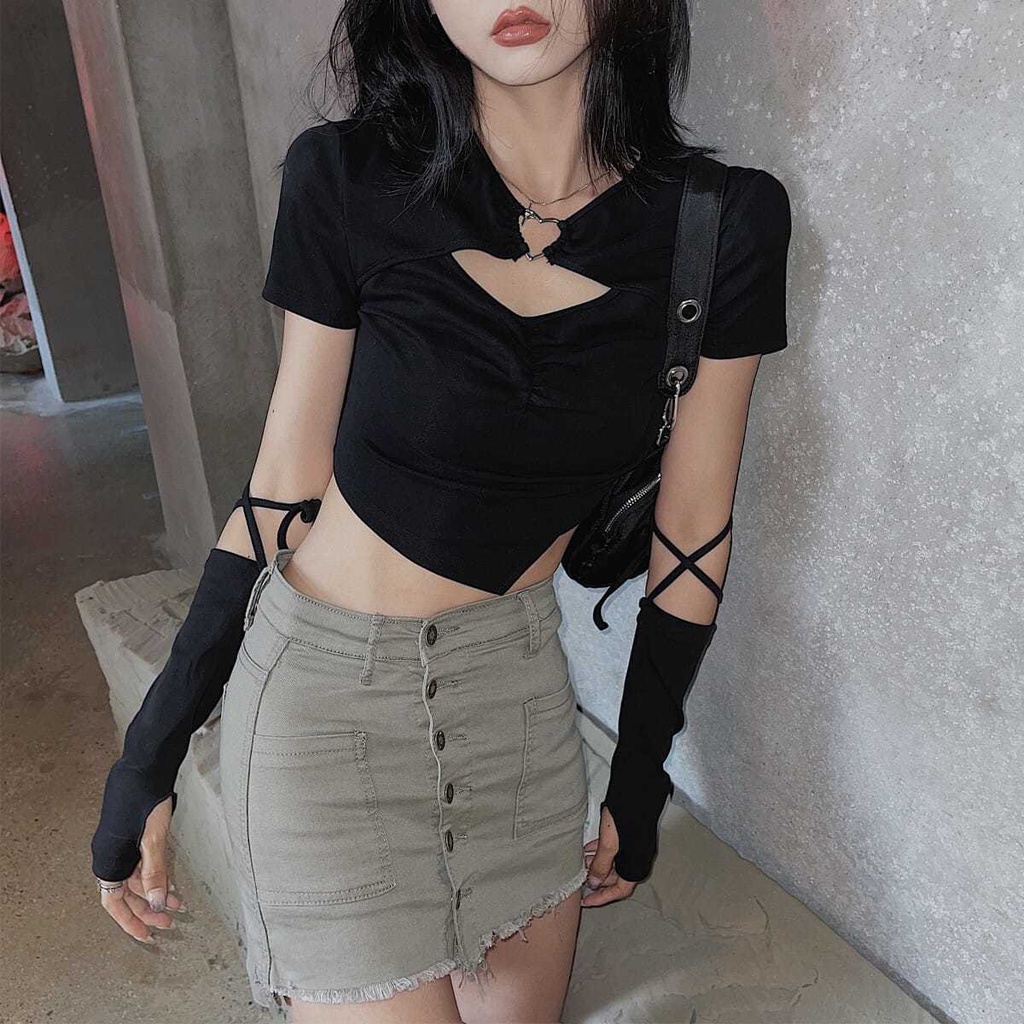 Áo thun tay ngắn phong cách Harajuku thời trang mùa hè 2021 cho nữ