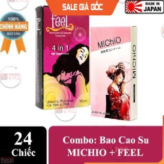 Bộ 2 Hộp Bao Cao Su FEEL Và Bao Cao Su MICHIO ( Hộp 12 cái). Bcs 4 iN 1 và Bcs Siêu Mỏng Kéo Dài Thời Gian Quan Hệ.