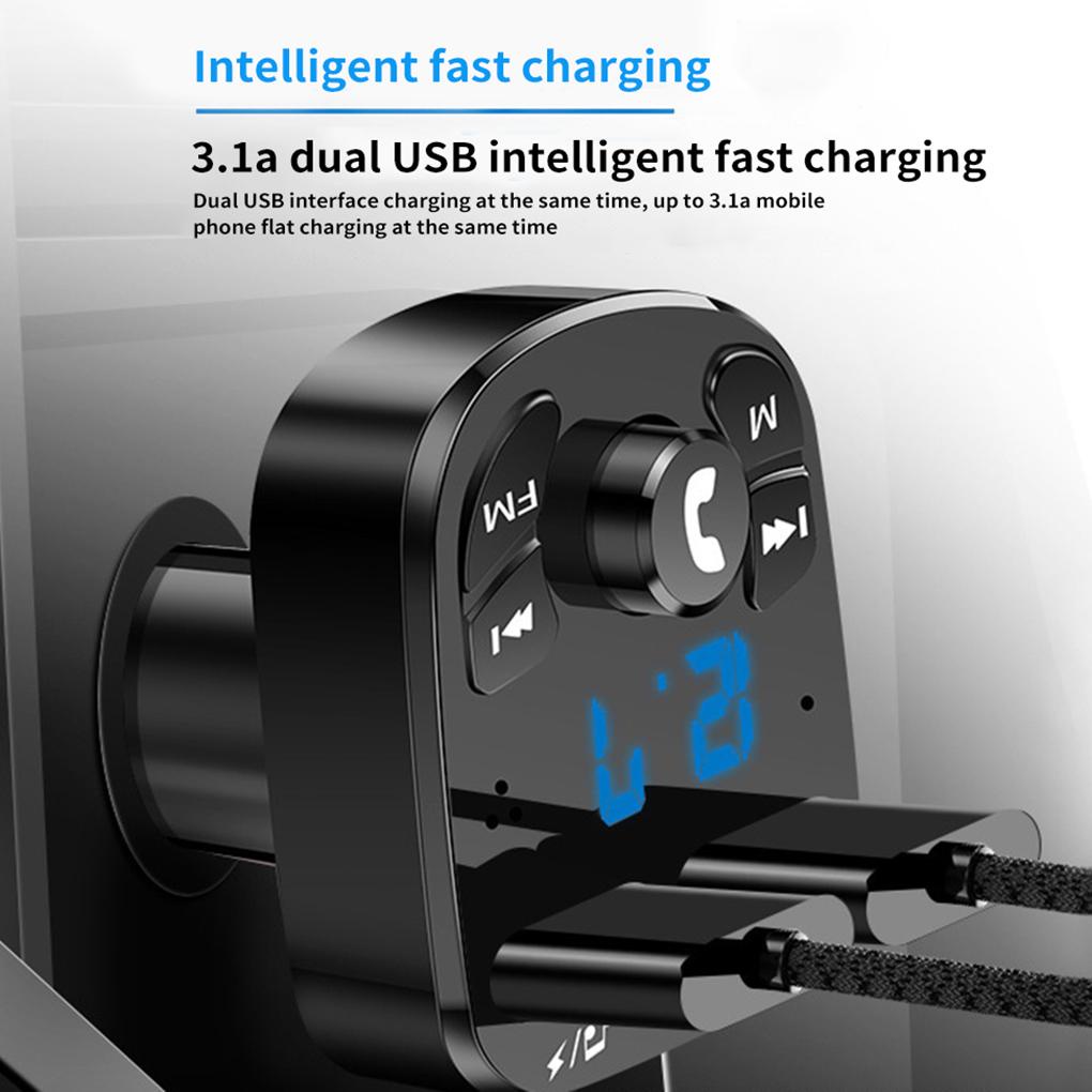 Bộ Sạc Điện Thoại Rảnh Tay Không Dây Bluetooth Có Micro Cho Xe Hơi