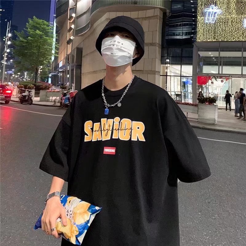 Áo Thun Tay Ngắn Dáng Rộng In Chữ Thời Trang Mùa Hè Phong Cách Hàn Quốc Cho Nam Size M-8XL