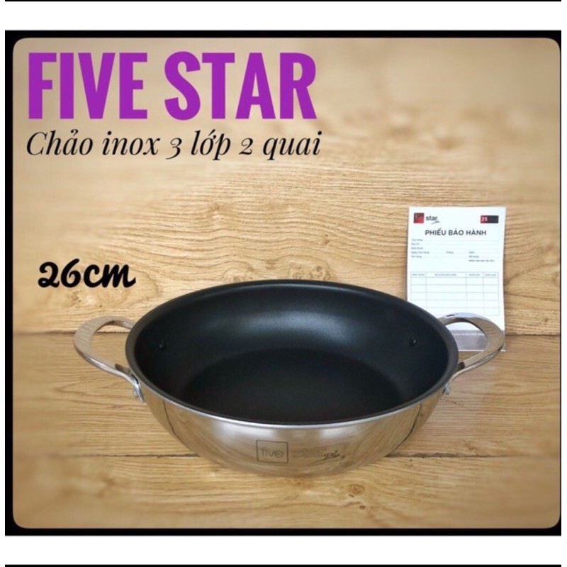 Chảo inox cao cấp fivestar size 26cm( 2 qoai)