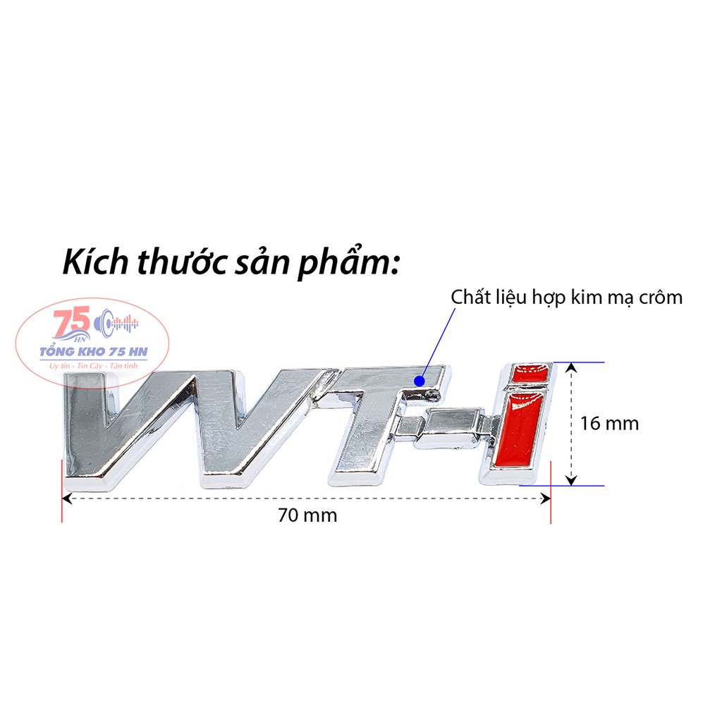 Tem logo chữ VVT-i nổi 3D hợp kim trang trí xe hơi ô tô Toyota Innova, Fortuner, Vios