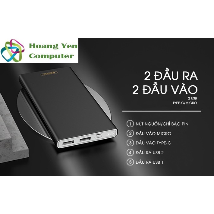 Sạc Dự Phòng 20000mAh Remax RPP-150 2 Cổng Sạc Vào, 2 Cổng Sạc Ra - BH 1 Năm - Hoàng Yến Computer