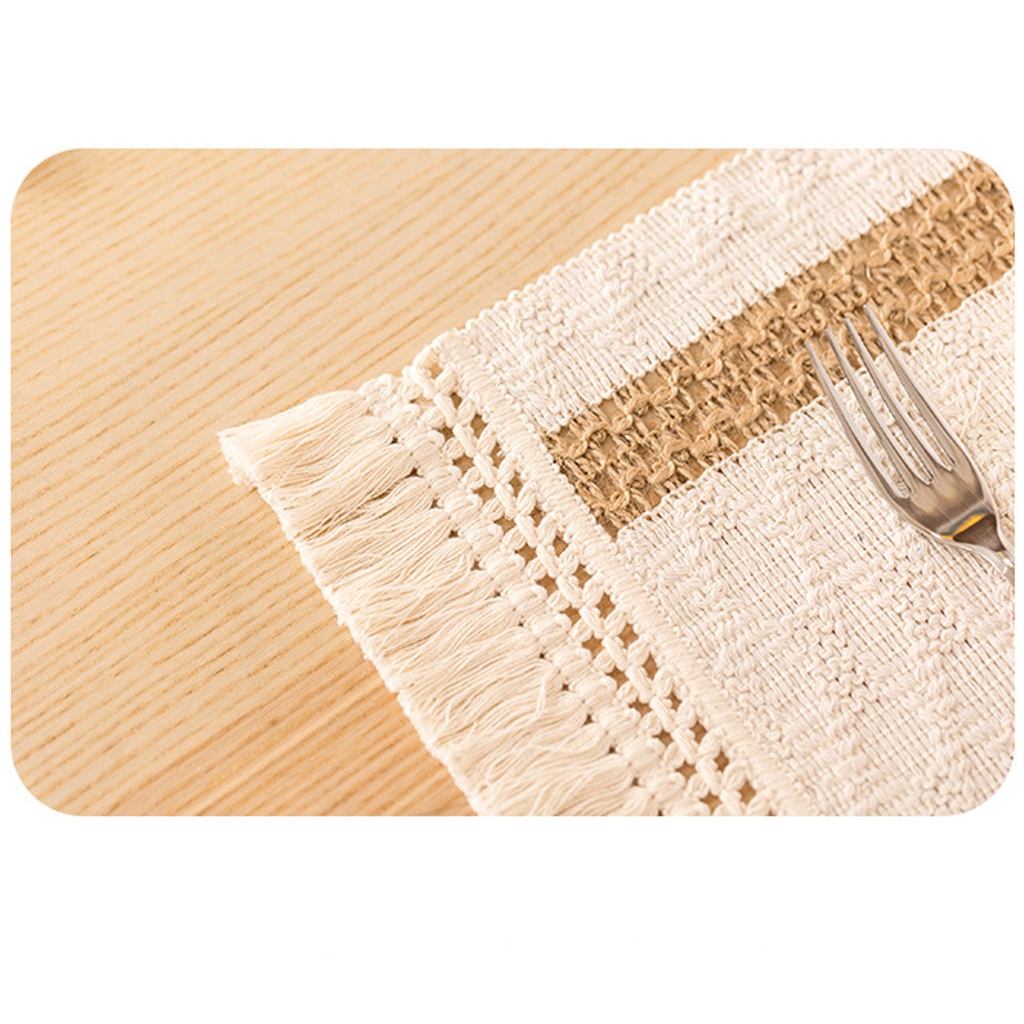 Tấm lót bàn ăn cách nhiệt bằng cotton và sợi gai dầu phong cách châu Âu