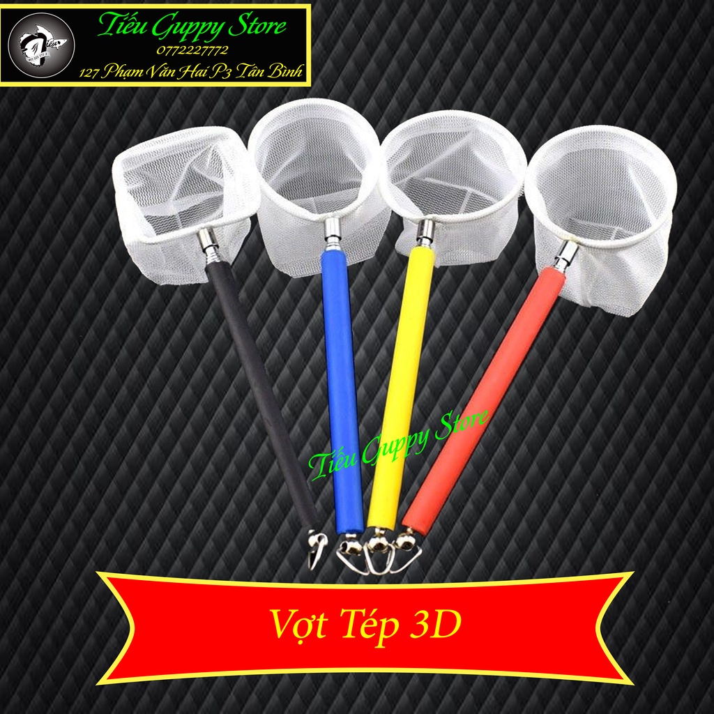 Vợt tép 3D chống sốc - Vợt bắt tép chuyên dụng mẫu cao cấp, kéo dài được (màu sắc ngẫu nhiên)