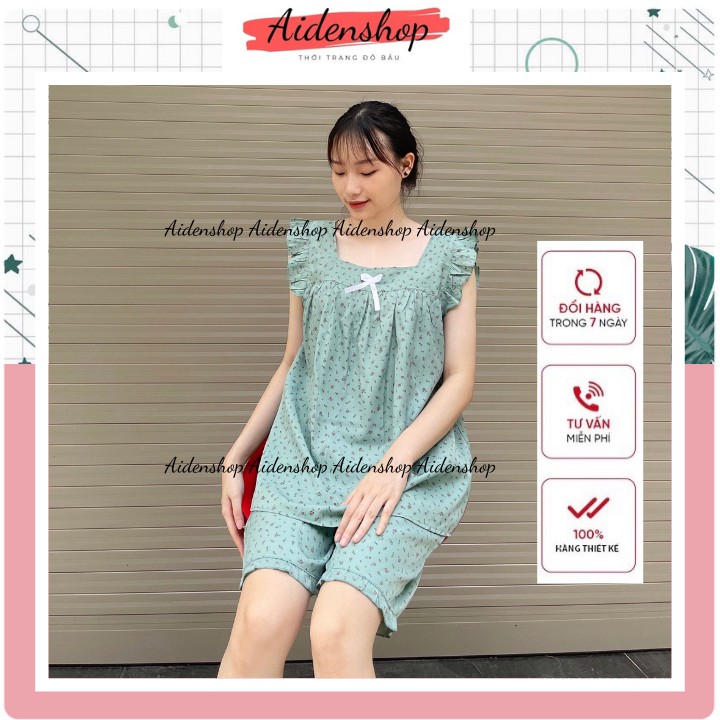 Bộ đồ bầu mặc nhà xinh mùa hè chất mát Aidenshop hoa nhí
