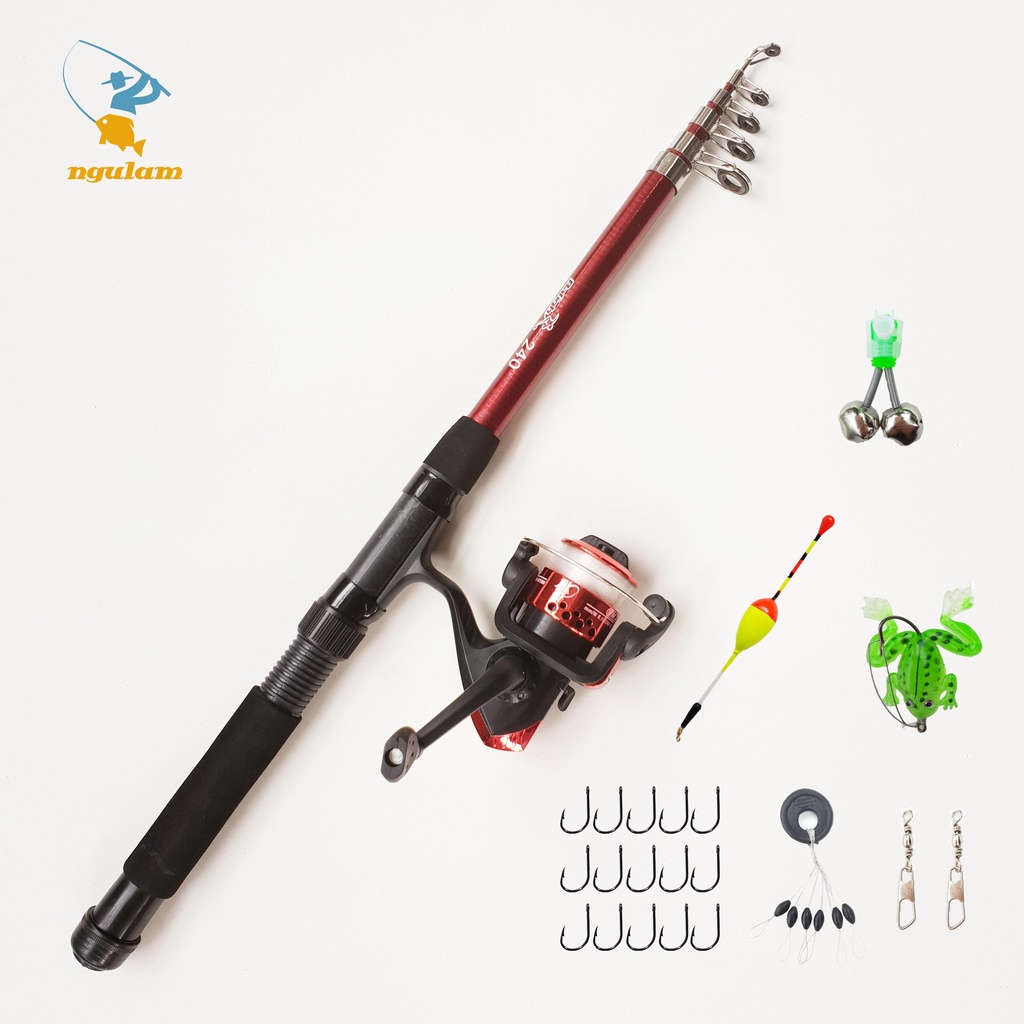 Bộ cần câu giá rẻ 2m1 kèm máy+dây+bộ phao lưỡi và phụ kiện (Đồ câu giá rẻ chất lượng)