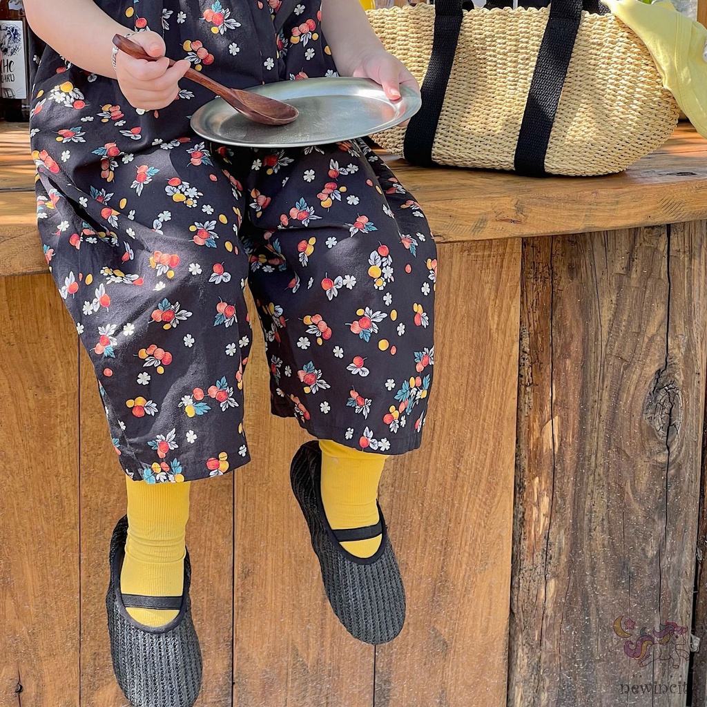 Bộ Áo Liền Quần Hai Dây Ống Rộng Phong Cách Hàn Quốc Cho Bé Gái