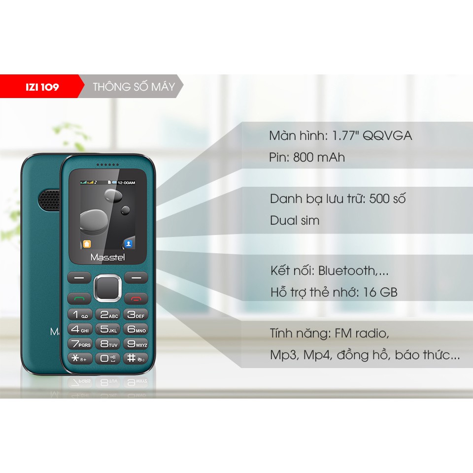 Điện thoại di động Masstel iZi 109 - Hãng phân phối chính thức | BigBuy360 - bigbuy360.vn