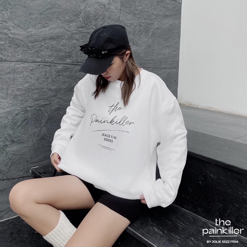 Sweater nỉ bông unisex the Painkiller form suông nam nữ