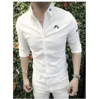 Áo sơ mi nam lụa cao cấp thêu chim thời trang 09