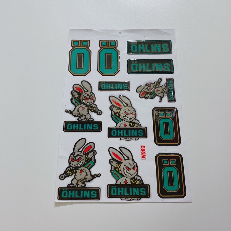 Decal tem nổi hình thỏ điên cầm phuộc cao cấp dán xe máy, ô tô, mũ bảo hiểm chống thấm nước, chống bay màu