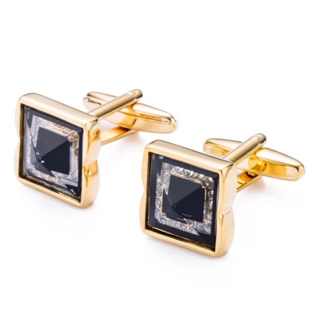 Khuy măng sét nam màu vàng cao cấp, Cufflinks sang trọng cho quý ông