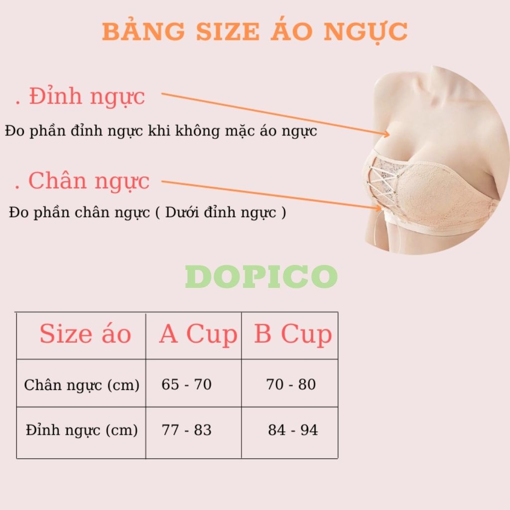 Áo ngực không dây nữ su nâng ngực , áo lót không dây kèm dây trong quây ngang mặc áo hở lưng DOPICO A218