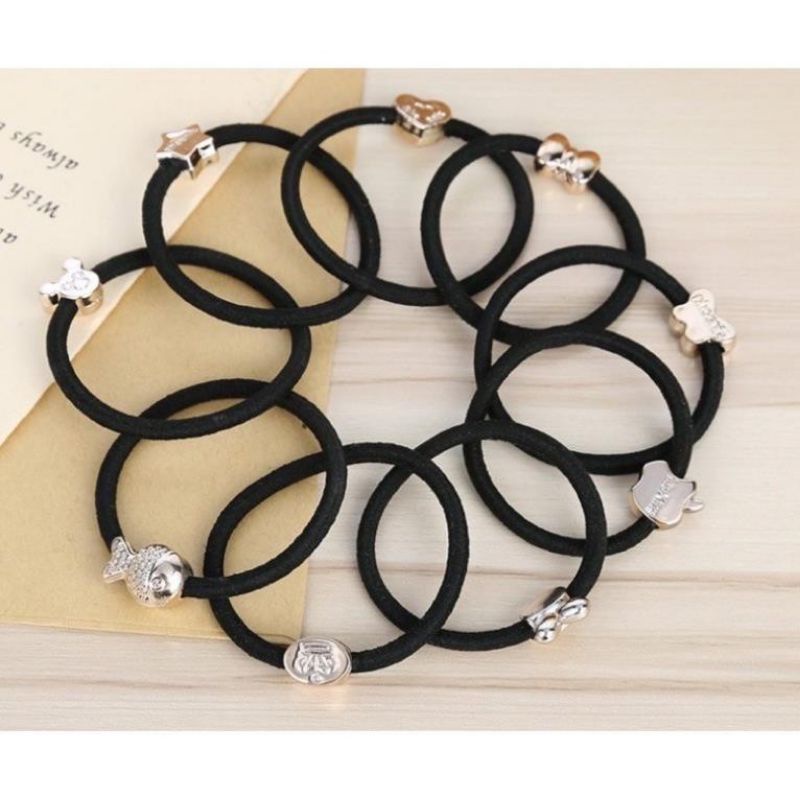 Dây cột tóc màu đen nhiều hình xinh xắn