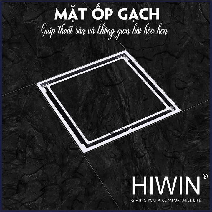 Phễu thoát sàn lát gạch ngăn mùi hôi đồng mạ crom kích thước 120x120mm HIWIN FD-1902A