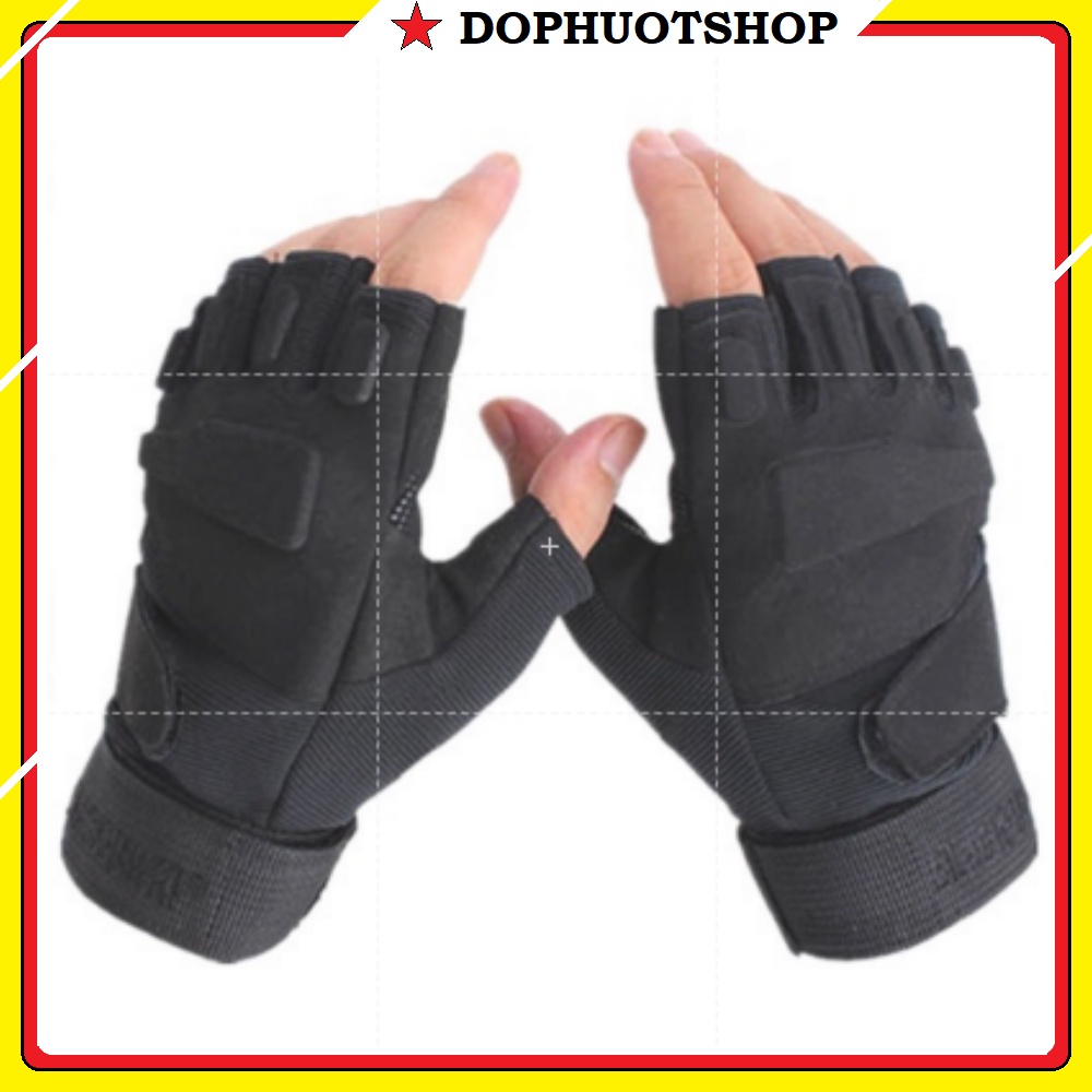 Găng Tay Cụt Ngón Full Đen Siêu Đẹp