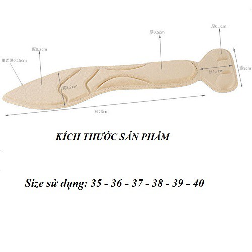 [Có sẵn] Lót giày cao gót 4D loại nguyên bàn chất liệu vải ép mút thấm hút mồ hôi và êm chân - PK03
