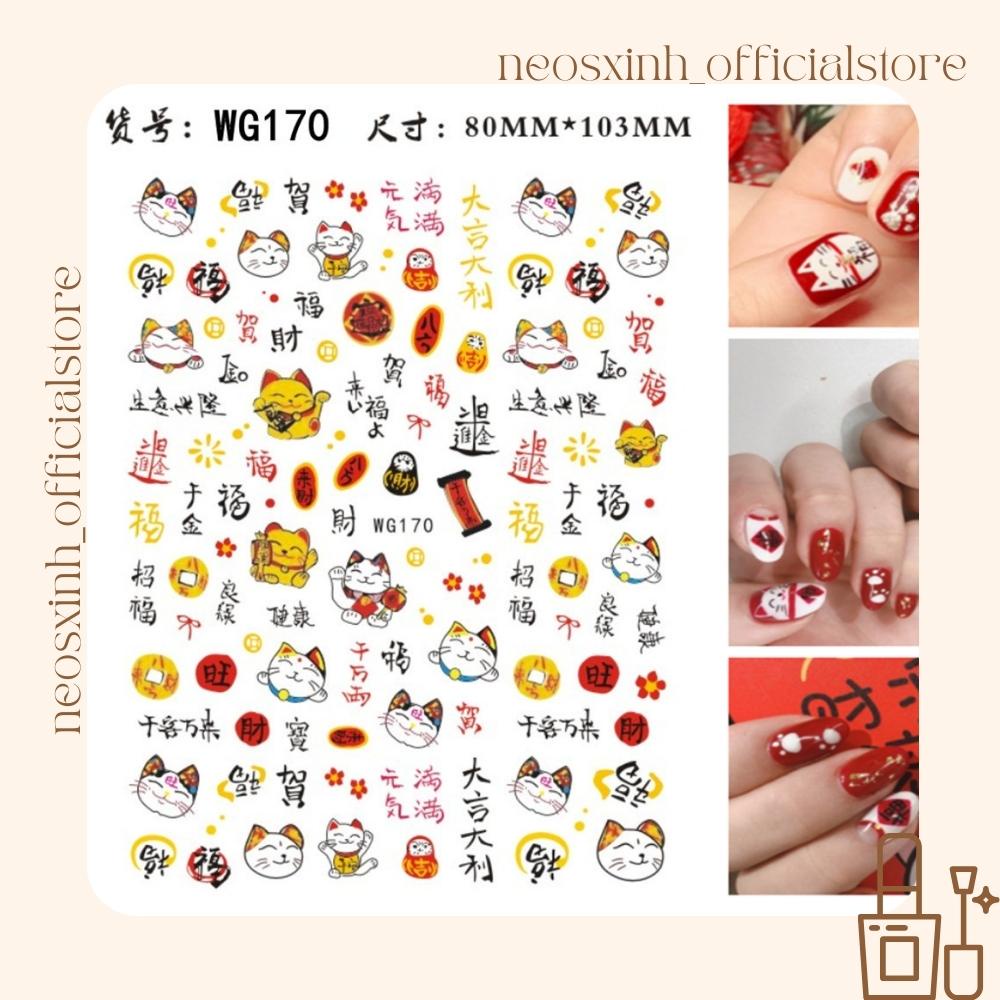 Sticker Dán Móng Tay Mèo Thần Tài WG - HC Cute Hot Trend - Hình Dán Móng - Neosxinh Nails