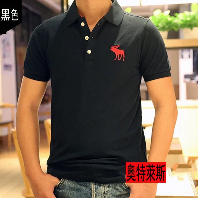 ABERCROMBIE & FITCH áo polo Tay Ngắn Màu Sắc Đơn Giản Dành Cho Nam