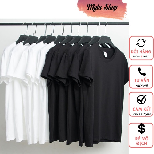 Áo Thun Trơn Cotton 100% Cao Cấp Xuất Khẩu, Co Dãn 4 Chiều, Thấm Hút Mồ Hôi Unisex 31-69KG Myla Shop