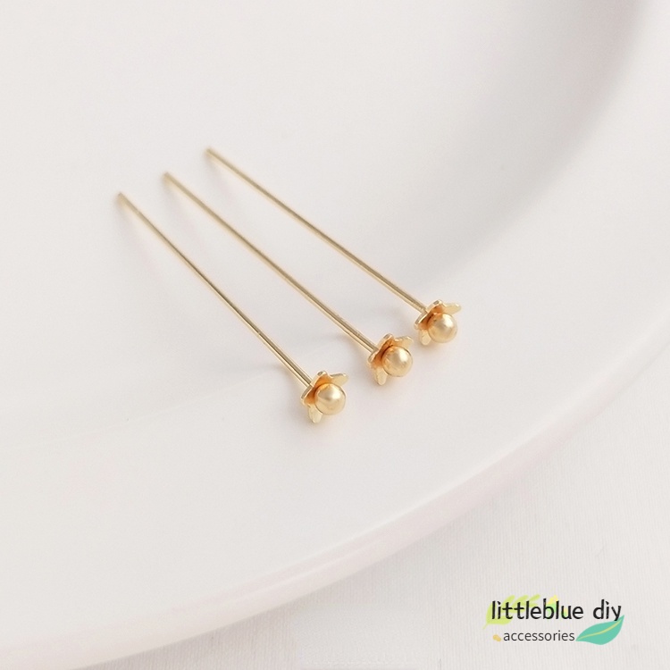 Kim xỏ hạt hình bông hoa nhỏ đầu tròn bằng đồng 14K 0.6x30mmT nhiều màu sắc