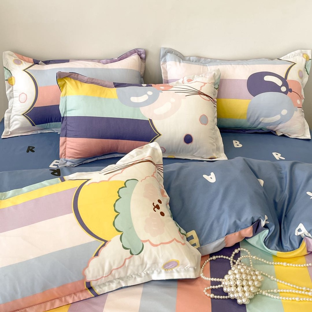 Bộ chăn ga gối drap Cotton Poly Gấu decor đủ mọi kích thước ga giường -Gấu cầm bóng