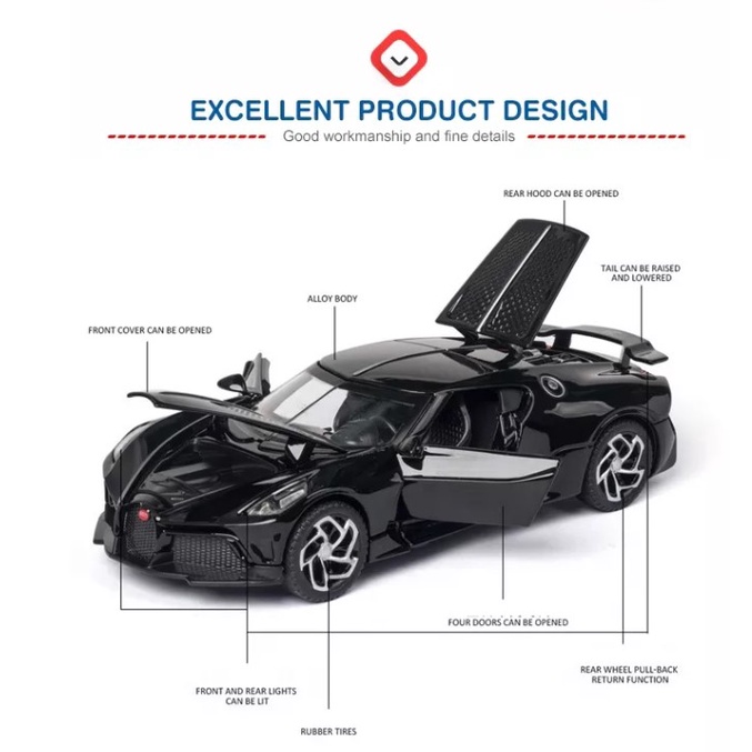 Mô hình kim loại Bugatti La Voiture Noire tỷ lệ 1:32