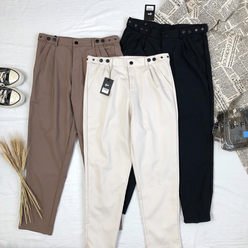 Quần baggy kaki Button City Cycle - Quần kaki nam điều chỉnh cạp quần Unisex ống rộng Local Brand | BigBuy360 - bigbuy360.vn