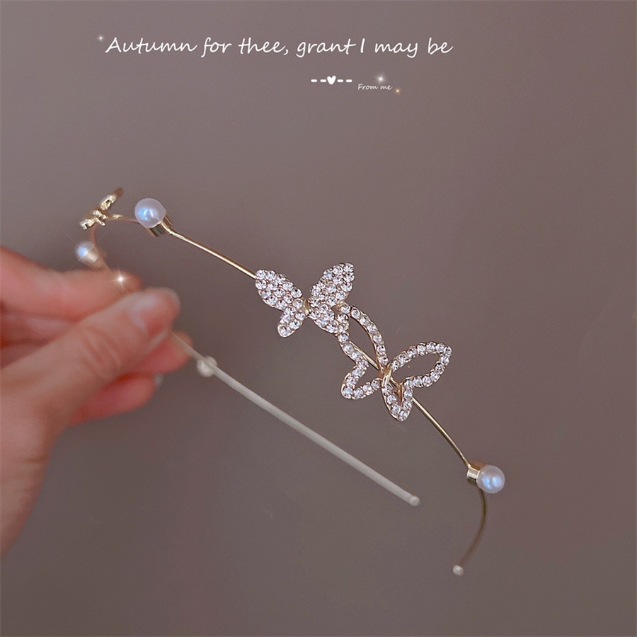 Băng Đô Cài Tóc Bằng Hợp Kim Đính Đá Và Ngọc Trai Dễ Thương