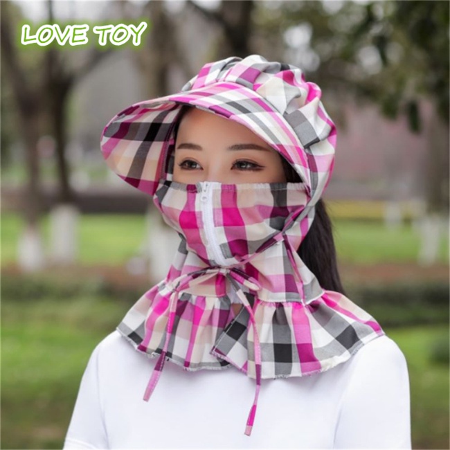Mũ Vành Rộng Chống Nắng Bằng Cotton Có Quạt Và Dây Đeo Bảo Vệ Chống Tia Uv Dành Cho Nữ Đi Ngoài Trời