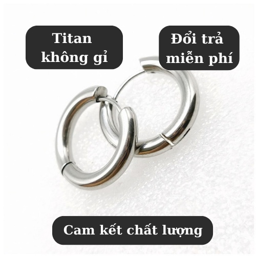 Khuyên tai nam G-dragon cực chất  Punstore màu bạc đen đơn giản cao cấp cá tính - HT tròn