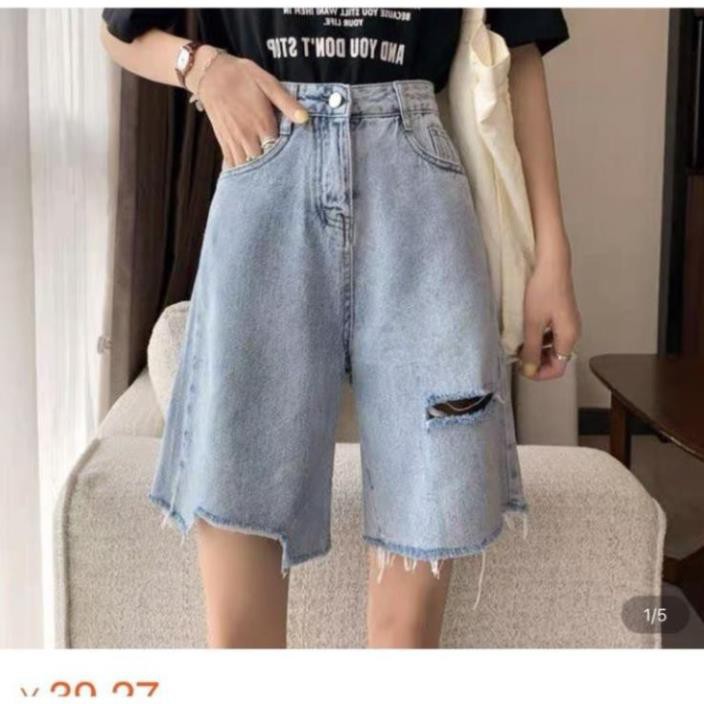 💯Quần Jeans Ngố Rách Ullzang 1 Line  ་