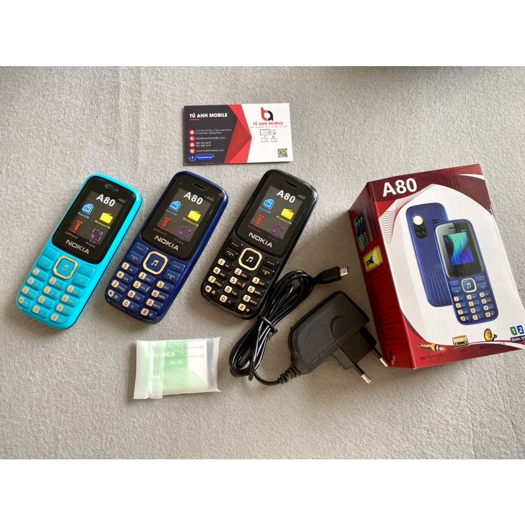 ĐIỆN THOẠI NGHE GỌI NOKIA A80 2 SIM PIN BỀN, ÂM LƯỢNG LỚN, PHÍM TO PHÙ HỢP CHO NGƯỜI LỚN TUỔI - HÀNG NEW FULL BOX